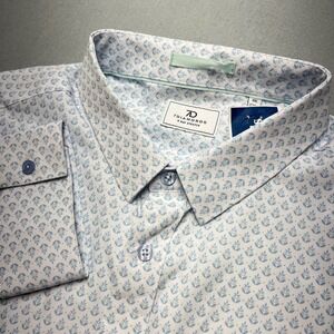 7Diamonds Enrys 4-Way Stretch Shirt Mens 3XL Blue Leaf Print LS SMKL-7871